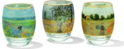 Ars mundi 3 Teelichtgläser mit Künstlermotiven im Set nach Claude Monet