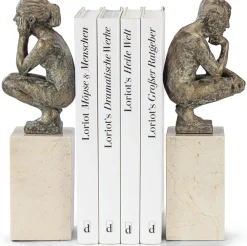 Ars mundi Angeles Anglada: ​ Skulpturenpaar / Buchstützen »Boy and Girl«, Kunstguss Steinoptik​