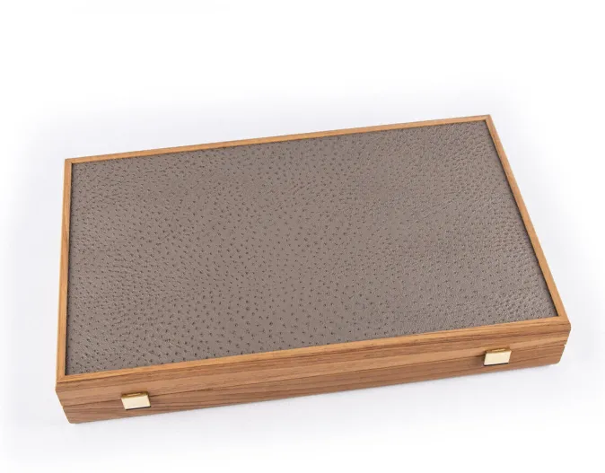 Kinder MANOPOULOS Backgammon, Graubeiges Straußenleder-Optik