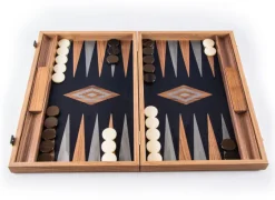 Kinder MANOPOULOS Backgammon, Schwarzeiche mit Walnussintarsien