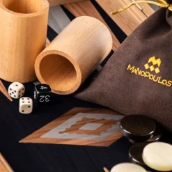 Kinder MANOPOULOS Backgammon, Schwarzeiche mit Walnussintarsien