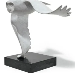 Ars mundi Evert den Hartog: ​ Skulptur »Sneeuwuil - Schneeeule«, Bronze grau