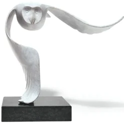 Ars mundi Evert den Hartog: ​ Skulptur »Sneeuwuil - Schneeeule«, Bronze grau