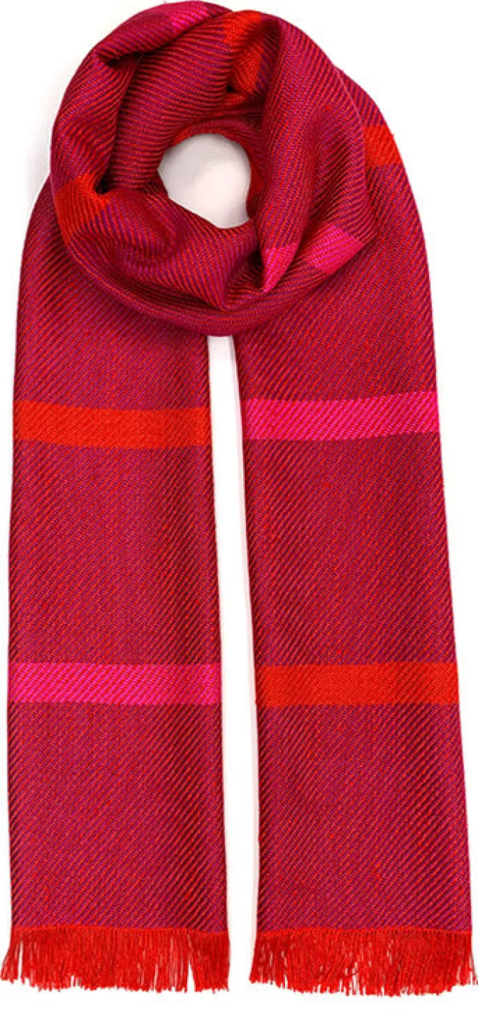Ulrike Isensee DS Gewebter Seidenschal in Fuchsia und Rot