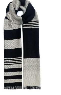 Ulrike Isensee DS Gewebter Seidenschal Schwarz und Weiß