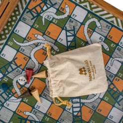 Kinder MANOPOULOS 4-in-1 Retro Kombi-Spiel-Set aus Walnuss-Holz