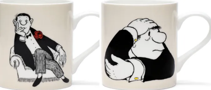 Ars mundi Loriot: 2 Becher mit Künstlermotiven »Der Denker« & »Herr im Sessel« im Set