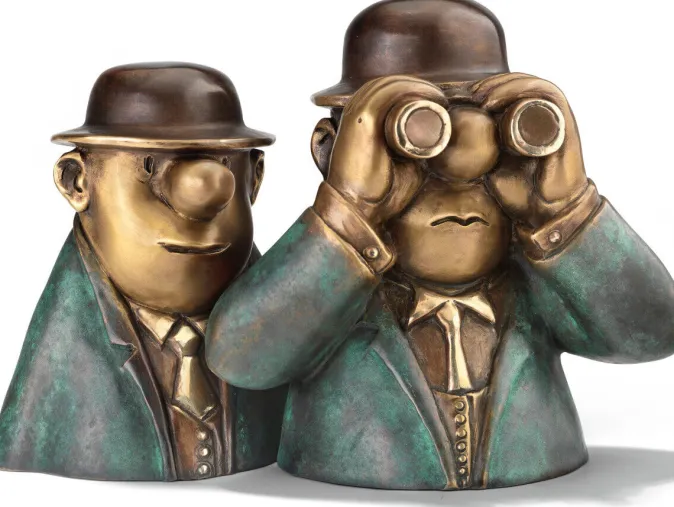 Ars mundi Loriot: Skulptur »Herren auf der Rennbahn«, Version in Bronze