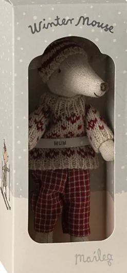 Kinder Maileg Mama Wintermaus mit Skiset