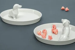 feinesweißes Porzellan-Dackelteller