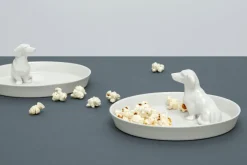 feinesweißes Porzellan-Dackelteller