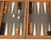 Kinder MANOPOULOS Reise-Backgammon, Graubeiges Straußenleder-Optik