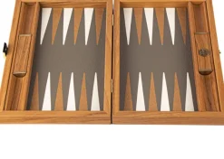 Kinder MANOPOULOS Reise-Backgammon, Graubeiges Straußenleder-Optik