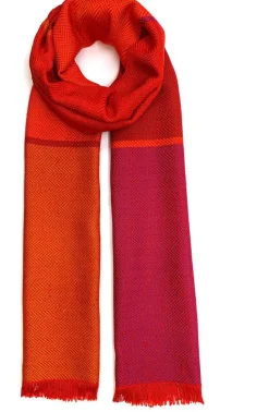 Ulrike Isensee DS Seidenschal in Rot, Orange und Pink