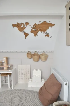 City Shapes Selbstklebende Weltkarte aus Holz