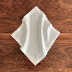 Leinenweberei Vieböck Serviette Leinen »Monogramm«, Weiß