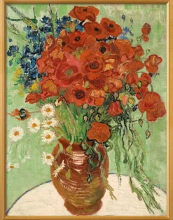Ars mundi Vincent van Gogh: Bild »Stillleben, Vase mit Gänseblümchen und Mohn« (1890), gerahmt