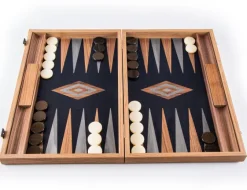 Kinder MANOPOULOS Walnuss-Backgammon mit Schwarzeiche und grauen Intarsien