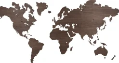 City Shapes Weltkarte aus Nussbaum