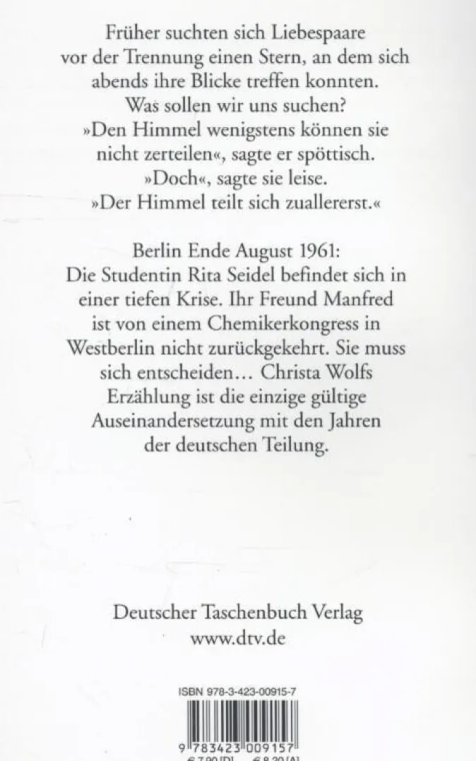 ZEIT Buchhandlung Wolf, Christa: Der geteilte Himmel